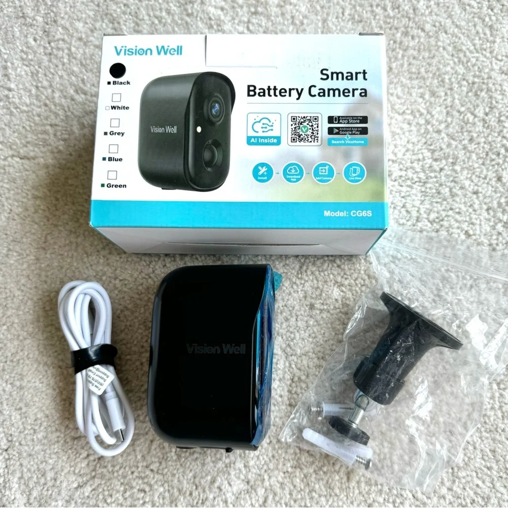 Vision Well Smart Battery Camera Battery Powered WiFi, Motion Detect 2-Way Audio